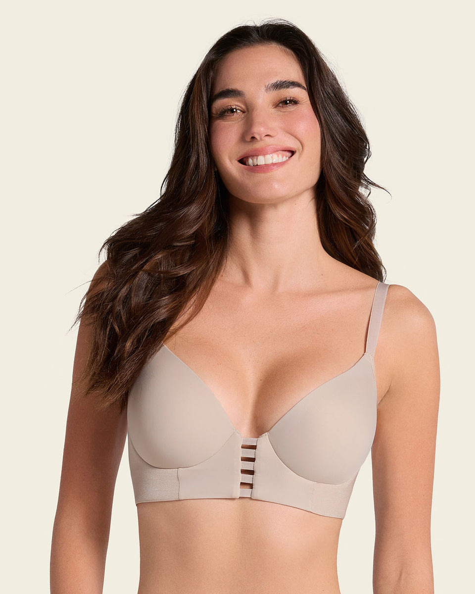 Sujetador memory bustier triangular de push-up alto y buen cubrimiento