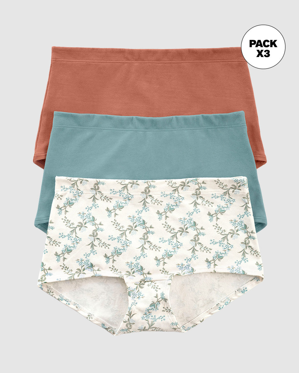 3 bóxers en algodón elástico con buen cubrimiento