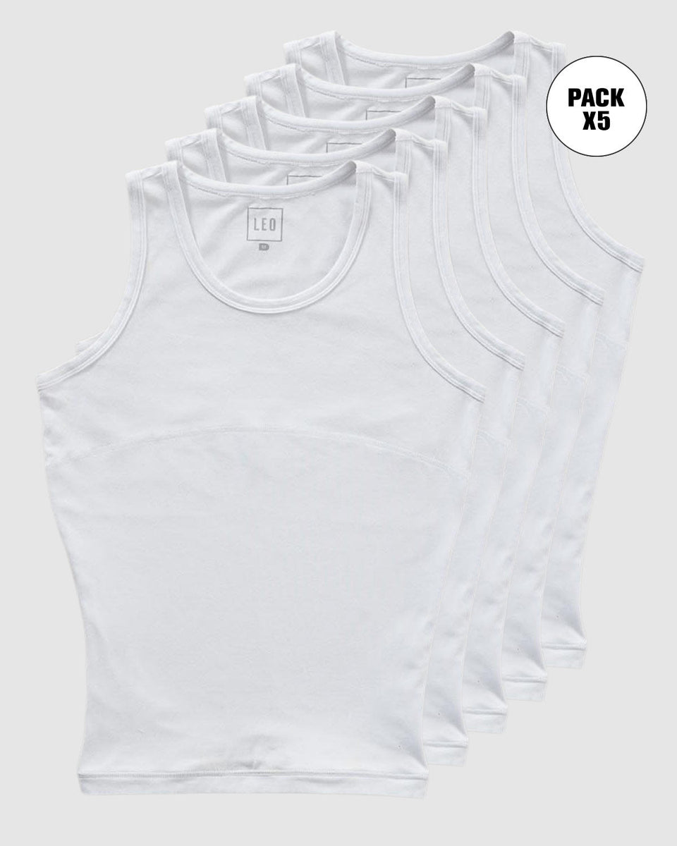 Paquete x 5 camisetas con compresión moderada en abdomen y zona lumbar en algodón elástico