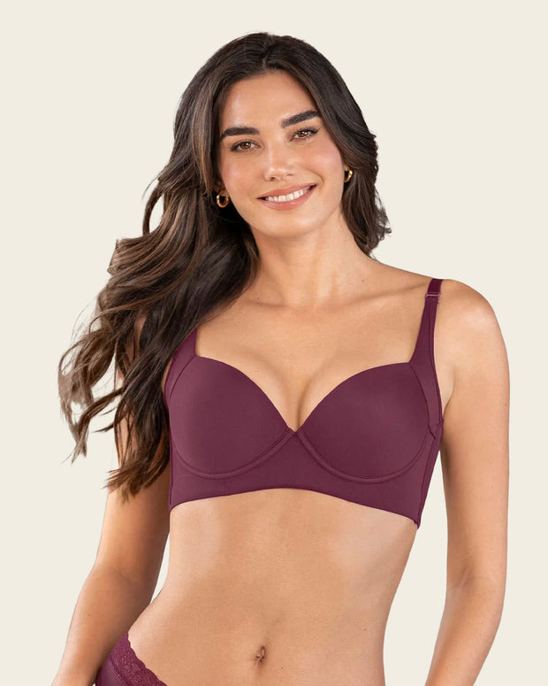 Sujetador de push up suave y cubrimiento alto en sisa y espalda Cover Bra#color_382-vino