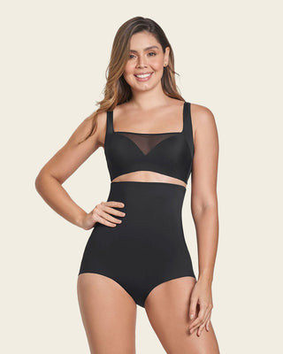 Braguita faja de tiro alto con control moderado en abdomen y espalda#color_700-negro