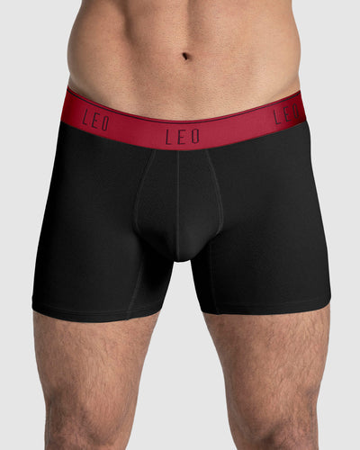 Bóxer medio diseño ergonómico ultrafresco y cómodo#color_079-negro-elastico-rojo