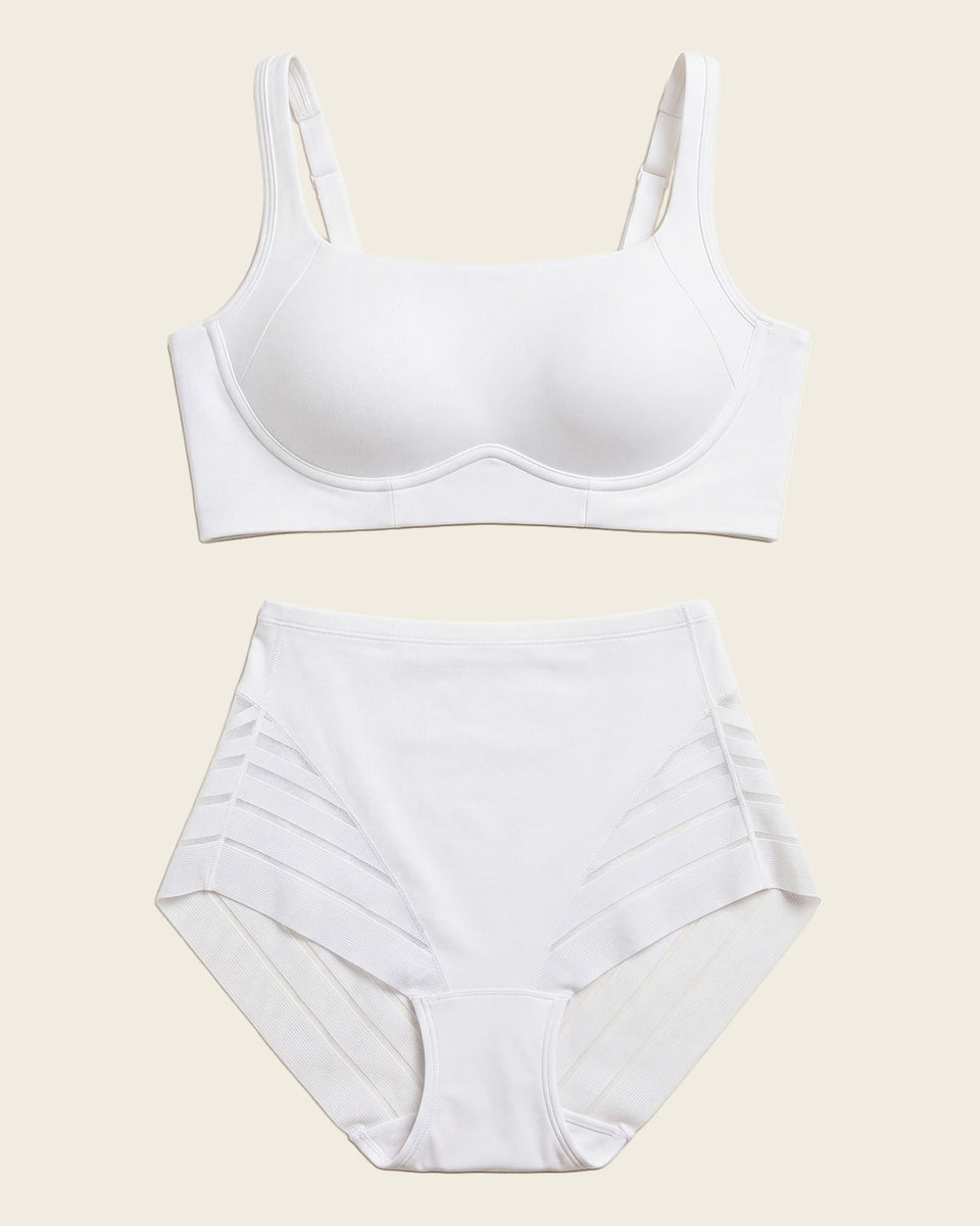 Everyday Bra + Stripe Undetectable Shaper Panty en Blanco