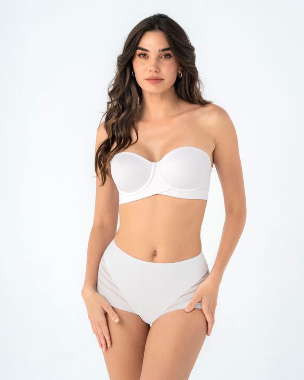 Sujetador  sin  tirantes ideal para pecho mediano y grande#color_000-blanco