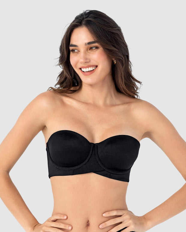 Sujetador  sin  tirantes ideal para pecho mediano y grande#color_700-negro