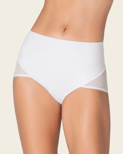 Braga clásica de control fuerte en abdomen, glúteos en tul#color_000-blanco