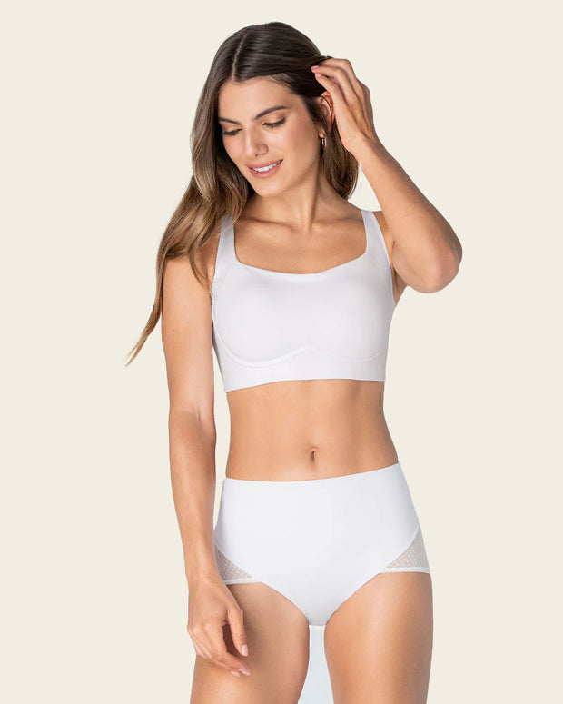Braga clásica de control fuerte en abdomen, glúteos en tul#color_000-blanco