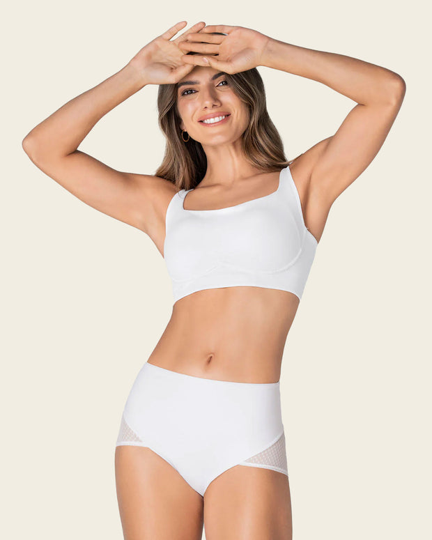 Braga clásica de control fuerte en abdomen, glúteos en tul#color_000-blanco
