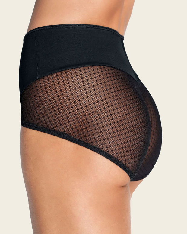 Braga clásica de control fuerte en abdomen, glúteos en tul#color_700-negro