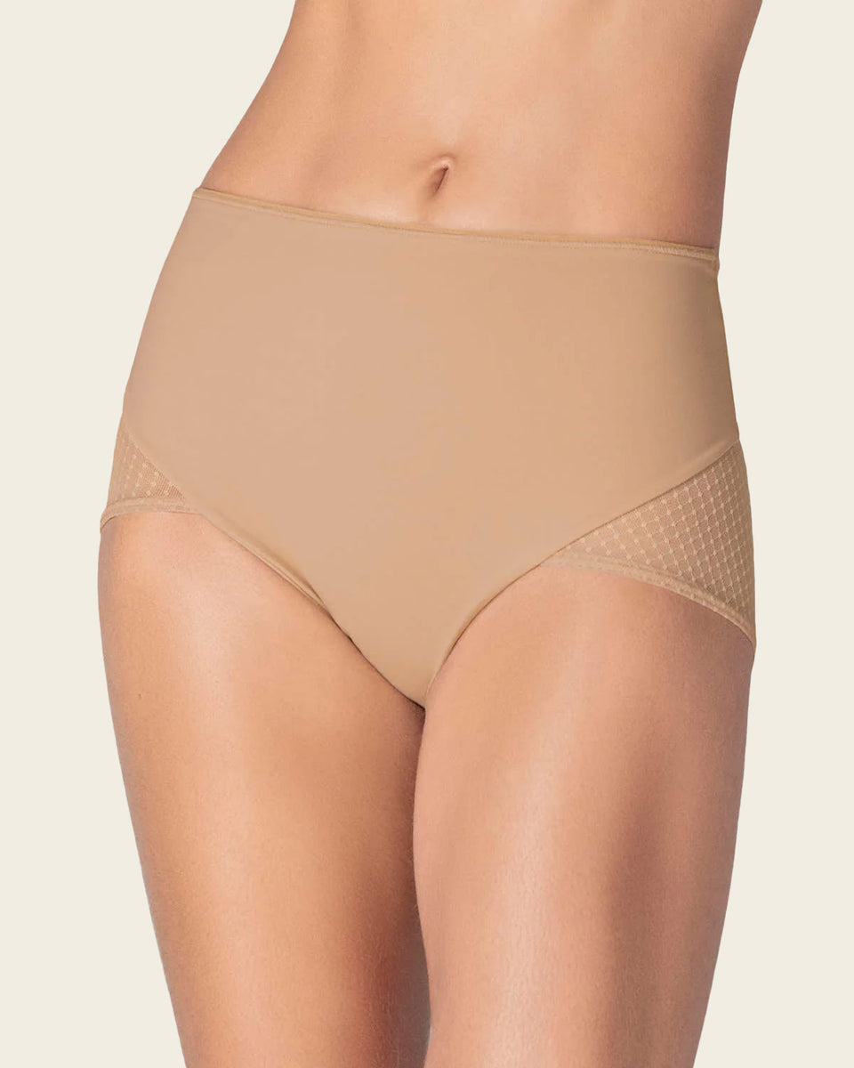 Braga clásica de control fuerte en abdomen, glúteos en tul