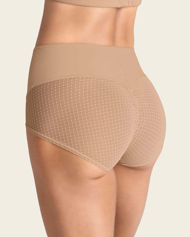 Braga clásica de control fuerte en abdomen, glúteos en tul#color_801-habano-medio