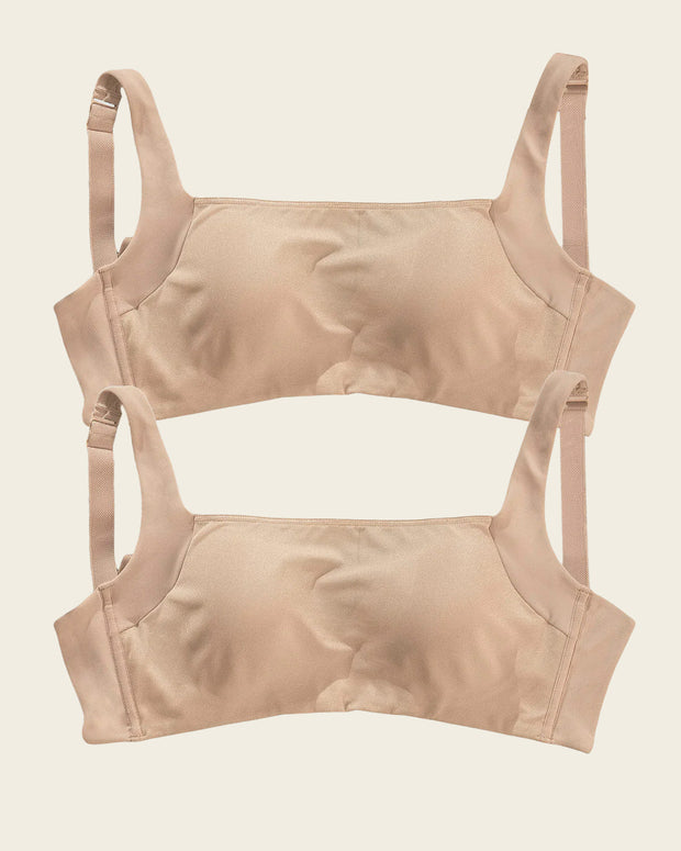 Paquete x 2 sujetadores brastop con buen cubrimiento de sisa y espalda#color_802-habano-claro