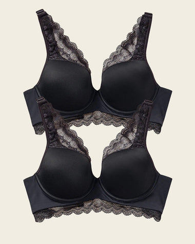 Paquete x 2 sujetadores de buen cubrimiento: Deep Coverage Bra#color_700-negro