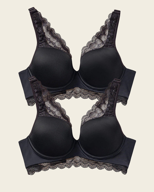 Paquete x 2 sujetadores de buen cubrimiento: Deep Coverage Bra#color_700-negro