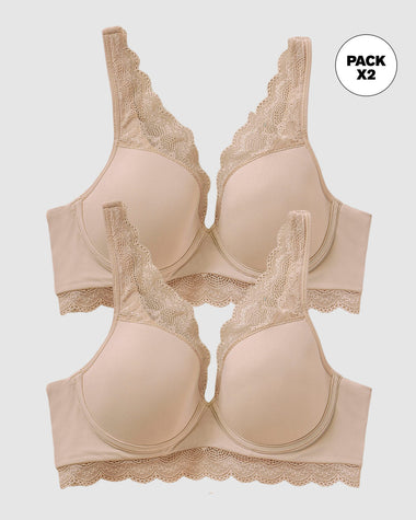 Paquete x 2 sujetadores de buen cubrimiento: Deep Coverage Bra#color_802-habano-claro