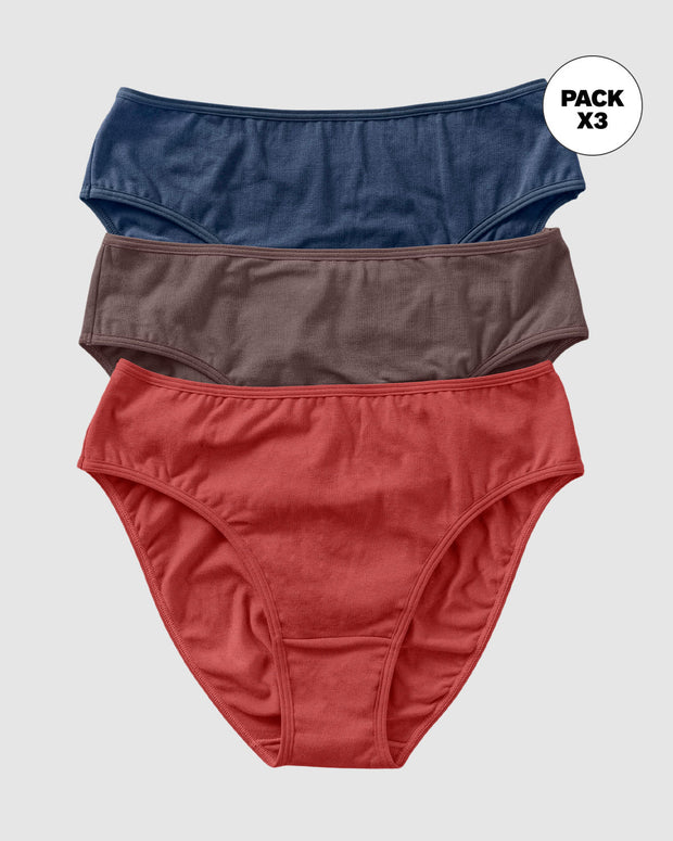 Paquete x 3 bragas tipo bikini con buen cubrimiento#color_s32-terracota-azul-oscuro-habano