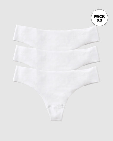 Paquete x 3 tangas invisibles ultraplanos sin elásticos y de pocas costuras#color_000-blanco