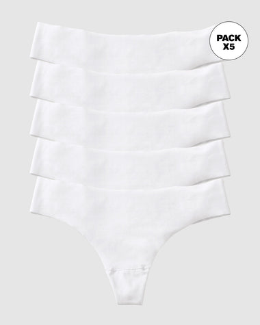 Paquete x 5 tangas invisibles ultraplanas sin elásticos y de pocas costuras#color_000-blanco