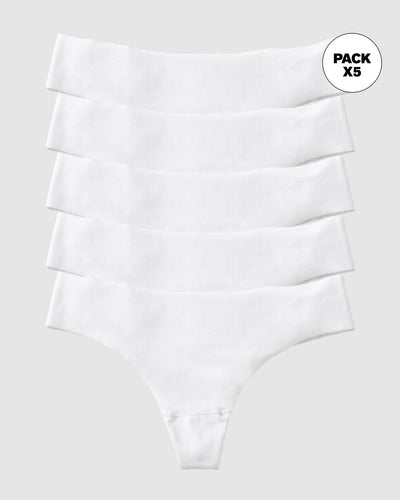 Paquete x 5 tangas invisibles ultraplanas sin elásticos y de pocas costuras#color_000-blanco