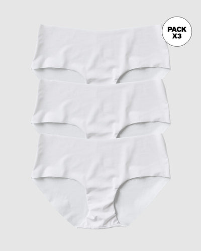 Paquete x 3 bragas hípster invisibles ultraplanos sin elásticos y de pocas costuras#color_000-blanco
