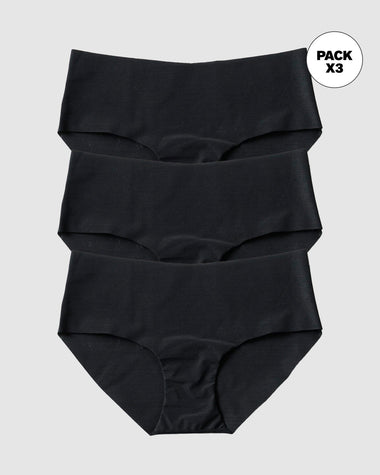 Paquete x 3 bragas hípster invisibles ultraplanos sin elásticos y de pocas costuras#color_785-negro