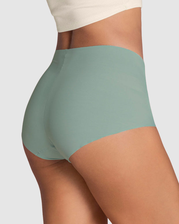 Paquete de 3 bragas en tela ultrafina#color_s30-verde-oscuro-terracota-verde-azul