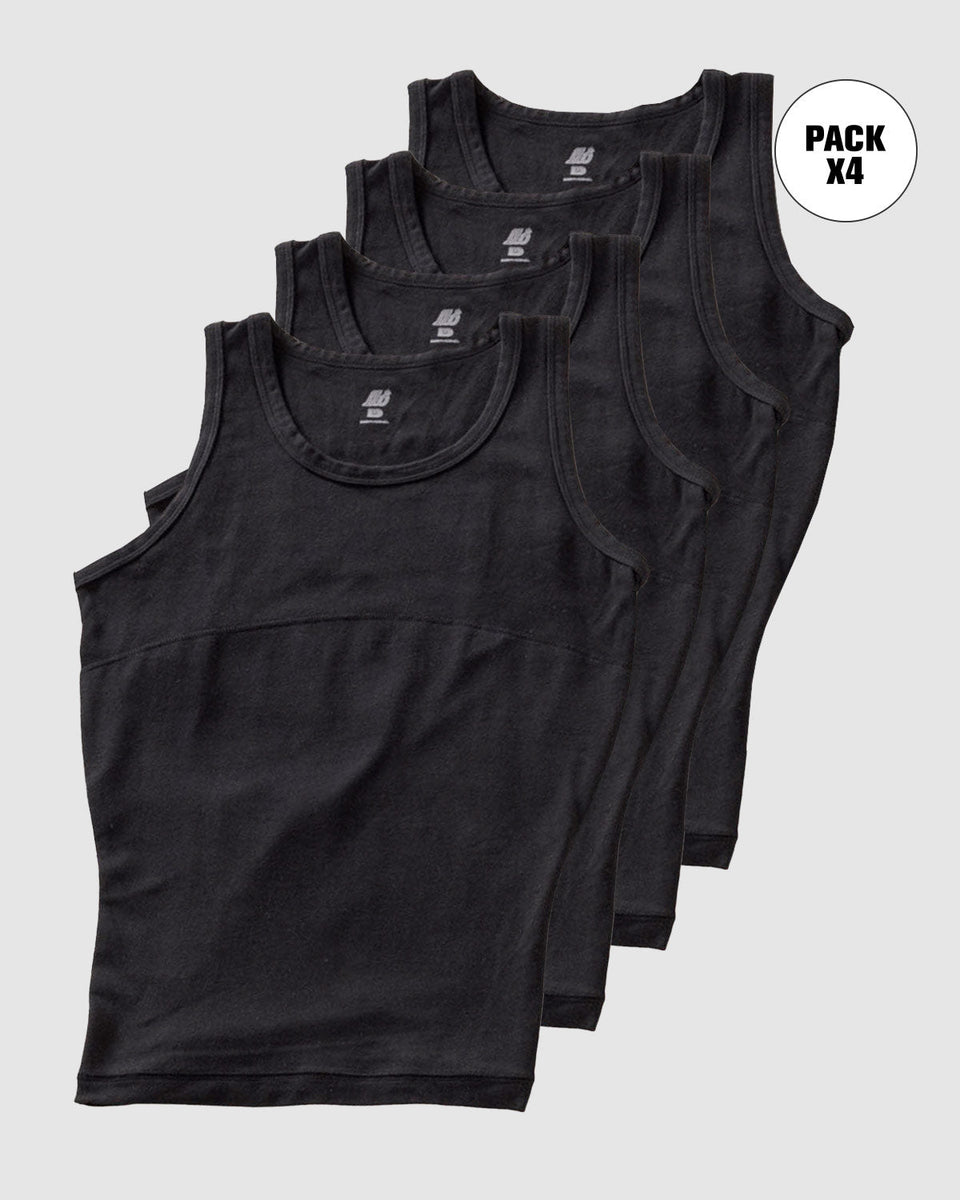 Pack de 4 T-shirts com compressão moderada no abdómen e zona lombar em algodão elástico