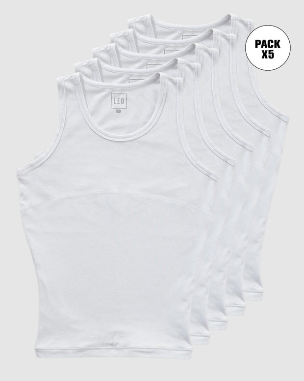 Pack de 5 t-shirts com compressão moderada no abdómen e zona lombar em algodão elástico
