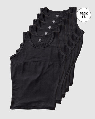 Paquete x 5 camisetas con compresión moderada en abdomen y zona lumbar en algodón elástico#color_700-negro