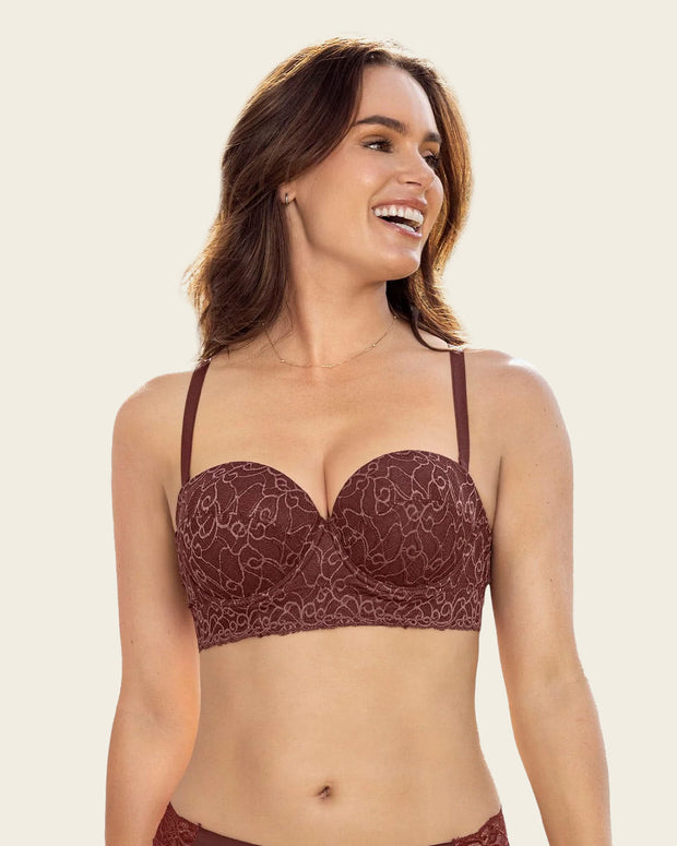 Sujetador balconet de encaje con push up incorporado#color_a21-vino