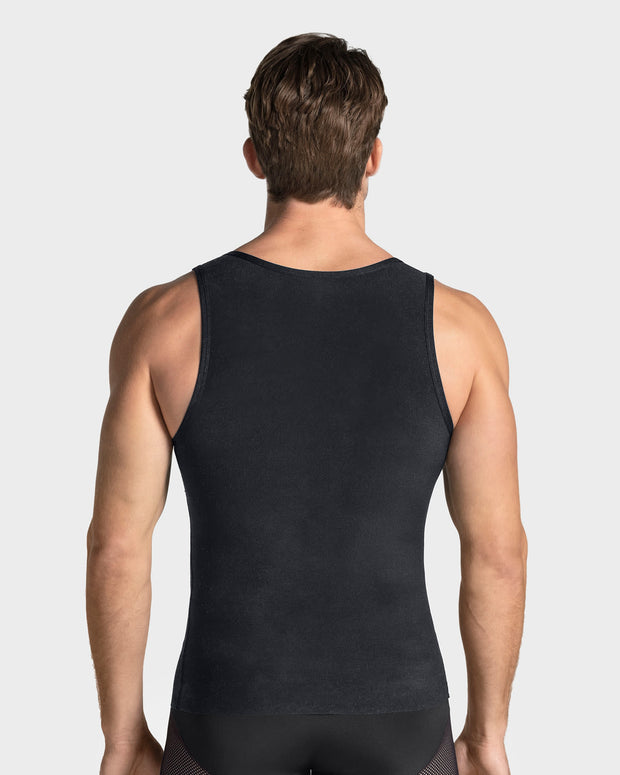 Camiseta sin mangas de compresión fuerte ideal para uso diario en algodón elástico#color_700-negro